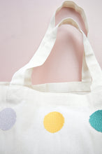 Dots on Natural Canvas Shopping Tote