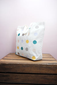 Dots on Natural Canvas Shopping Tote