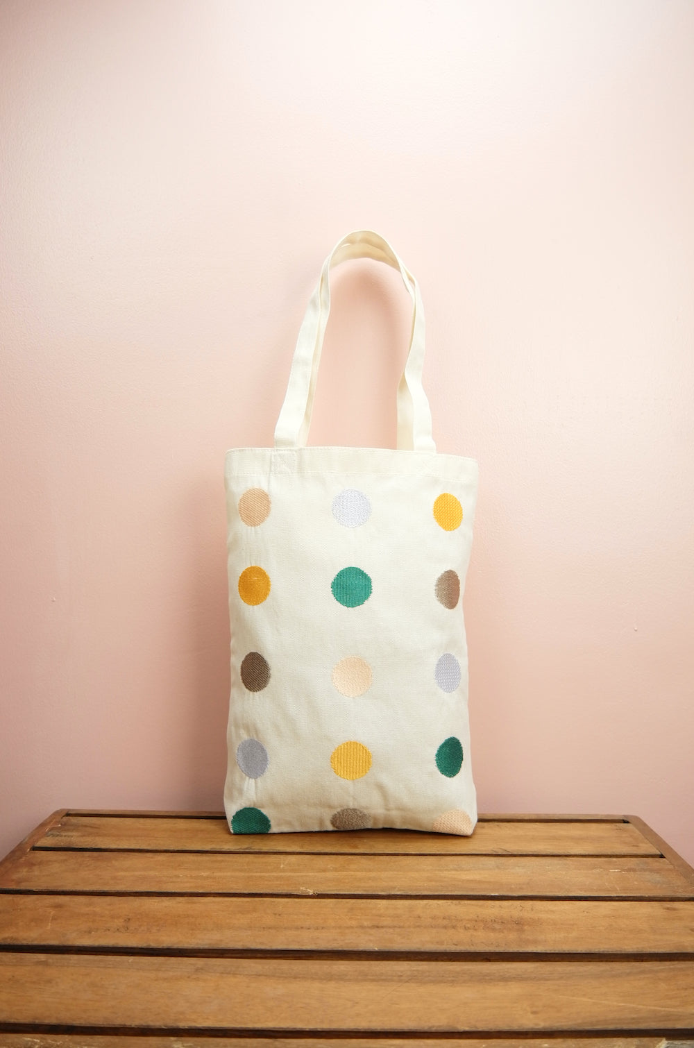 Dots on Natural Canvas Medium Tote