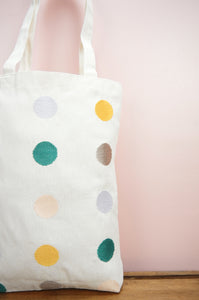 Dots on Natural Canvas Medium Tote