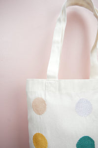 Dots on Natural Canvas Medium Tote