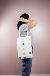 Dots on Natural Canvas Medium Tote