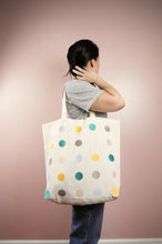 Dots on Natural Canvas Shopping Tote