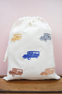 Jeepney on Light Canvas Medium Drawstring Pouch