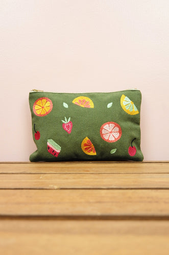 Fresh on Small Moss Canvas Zip Up Pouch