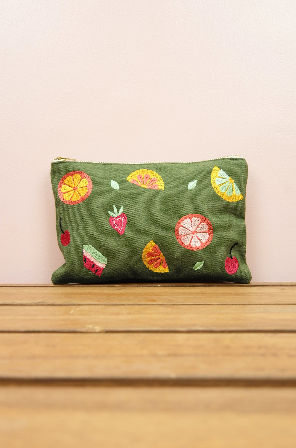 Fresh on Small Moss Canvas Zip Up Pouch