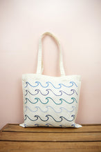 Waves on Small Natural Canvas Tote