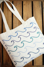 Waves on Small Natural Canvas Tote