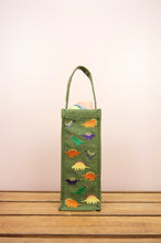 Dinosaurs on Moss Canvas Water Bottle Bag