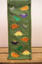 Dinosaurs on Moss Canvas Water Bottle Bag