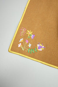 Flowers on Dark Khaki Canvas Placemat