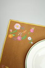 Flowers on Dark Khaki Canvas Placemat