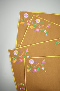 Flowers on Dark Khaki Canvas Placemat