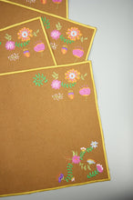 Flowers on Dark Khaki Canvas Placemat