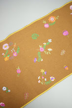 Flowers on Dark Khaki Canvas Table Runner 6-8 Seater