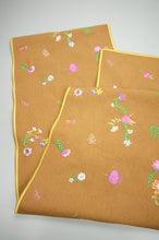 Flowers on Dark Khaki Canvas Table Runner 6-8 Seater