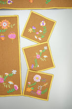 Flowers on Dark Khaki Canvas Coaster