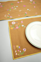 Flowers on Dark Khaki Canvas Placemat