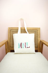 MNL on Small Natural Canvas Tote