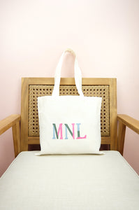 MNL on Small Natural Canvas Tote