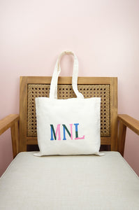 MNL on Small Natural Canvas Tote