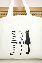 Black and White Cats on Small Natural Canvas Tote