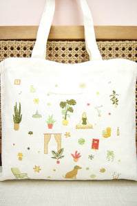 Yoga on Small Natural Canvas Tote