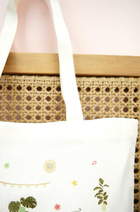 Yoga on Small Natural Canvas Tote