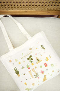 Yoga on Small Natural Canvas Tote