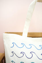 Waves on Natural Canvas Shopping Tote