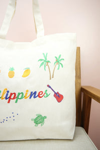 Philippines on Natural Canvas Shopping Tote