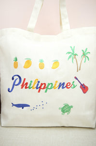 Philippines on Natural Canvas Shopping Tote