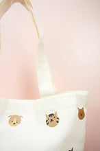 Cats and Dogs on Natural Canvas Shoulder Tote