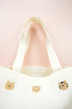 Cats and Dogs on Natural Canvas Shoulder Tote