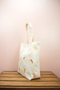 Unicorn and Shooting Stars on Natural Canvas Shoulder Tote