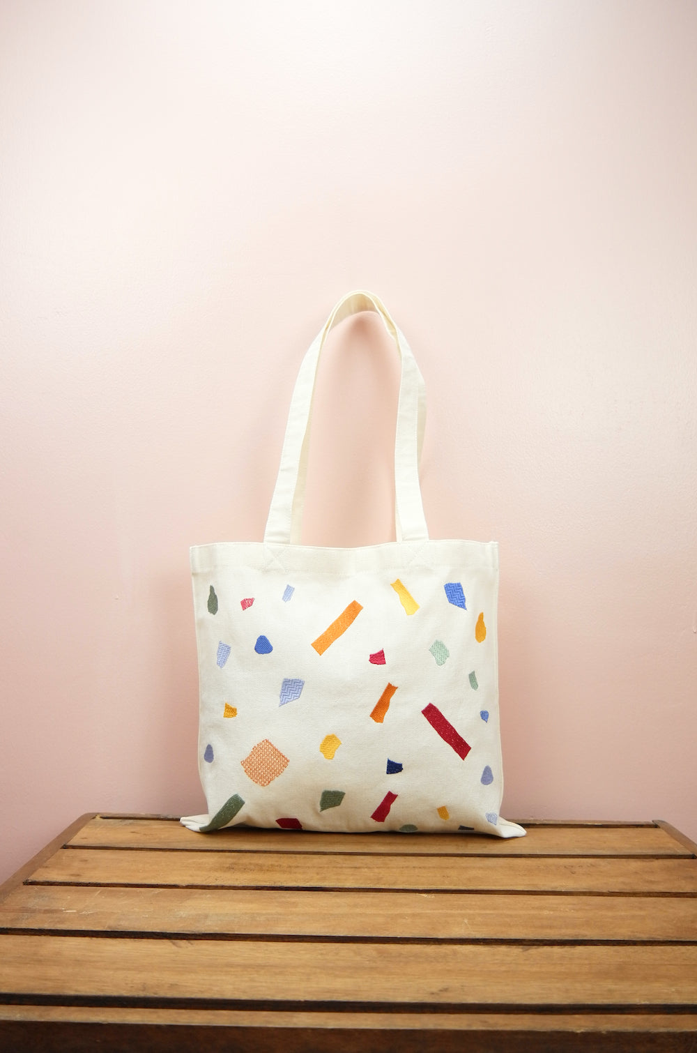 Shapes on Small Natural Canvas Tote