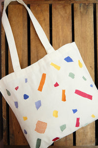 Shapes on Small Natural Canvas Tote