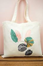 Assorted Leaves on Small Natural Canvas Tote