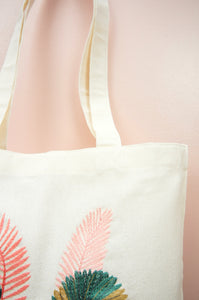 Assorted Leaves on Small Natural Canvas Tote