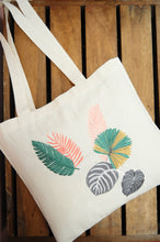 Assorted Leaves on Small Natural Canvas Tote