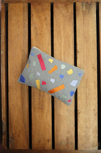 Shapes on Small Gray Canvas Zip Up Pouch