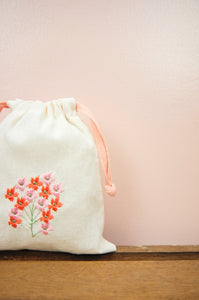 Bloom on Light Canvas Mini Drawstring Pouch