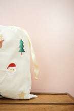 Santa and Rainbows on Light Canvas Mini Sac