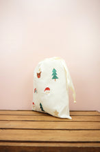 Santa and Rainbows on Light Canvas Mini Sac