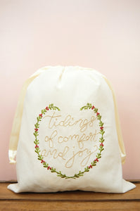 Tidings of Comfort and Joy on Light Canvas Mini Sac