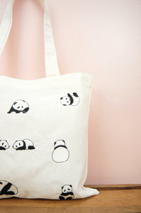 Pandas on Light Canvas Mini Tote