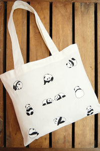 Pandas on Light Canvas Mini Tote