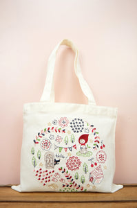 Red Riding Hood on Light Canvas Mini Tote