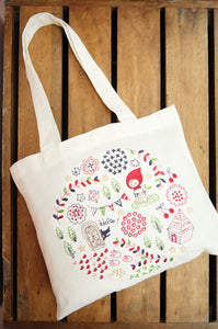 Red Riding Hood on Light Canvas Mini Tote