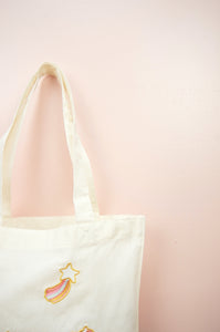 Unicorns and Shooting Stars on Light Canvas Mini Tote